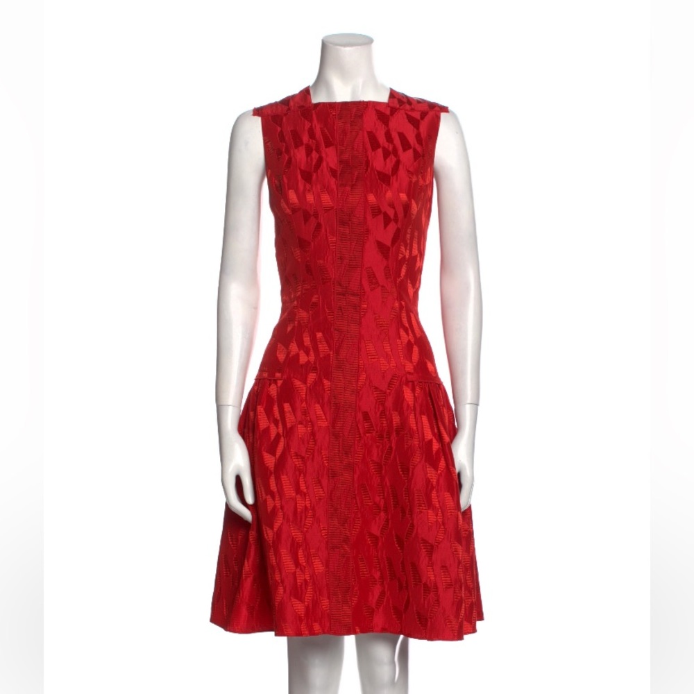 Prabal Gurung Red Textured Knee-length Tank Dress